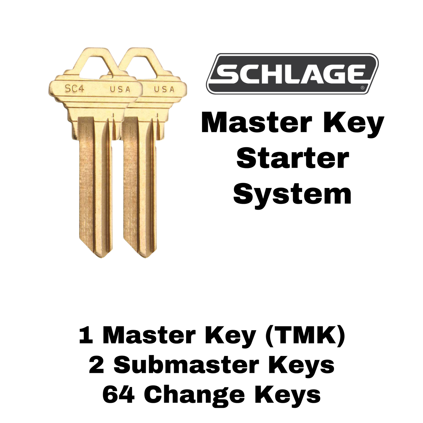 SCHLAGE SC4 Master Key Starter System (1 Cut Master Key, 2 Cut Submaster Keys, 64 Cut Change Keys)
