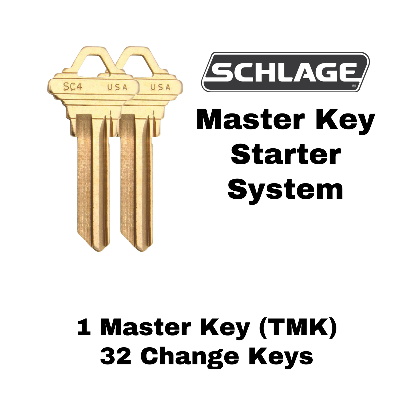 SCHLAGE SC4 Master Key Starter System (1 Cut Master Key, 32 Cut Change Keys)