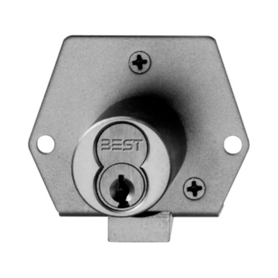 L Series Standard Cabinet Lock, 7-Pin Housing; Rim Mounting, Dead-Locking Latch Type, Inverted Hand, Satin Chrome