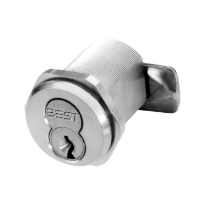 E Series 7-Pin Slabbed Direct Motion Mortise Cylinder, Standard Length, Cabinet Cam, 7-Pin Mortise Ring, Satin Chrome