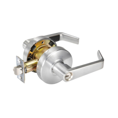 Grade 2 Storeroom/Closet Cylindrical Lock, Augusta Lever, Conventional Cylinder, Satin Chrome Finish, Non-handed
