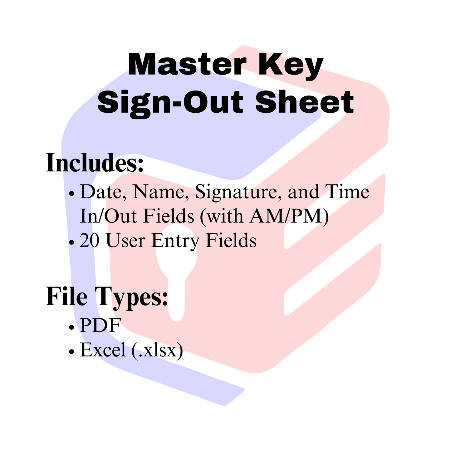 Master Key Sign-Out Sheet - Digital Download