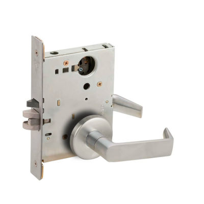 Grade 1 Storeroom Mortise Lock, Less Cylinder, 06 Lever, A Rose, Satin Chrome Finish, Field Reversible