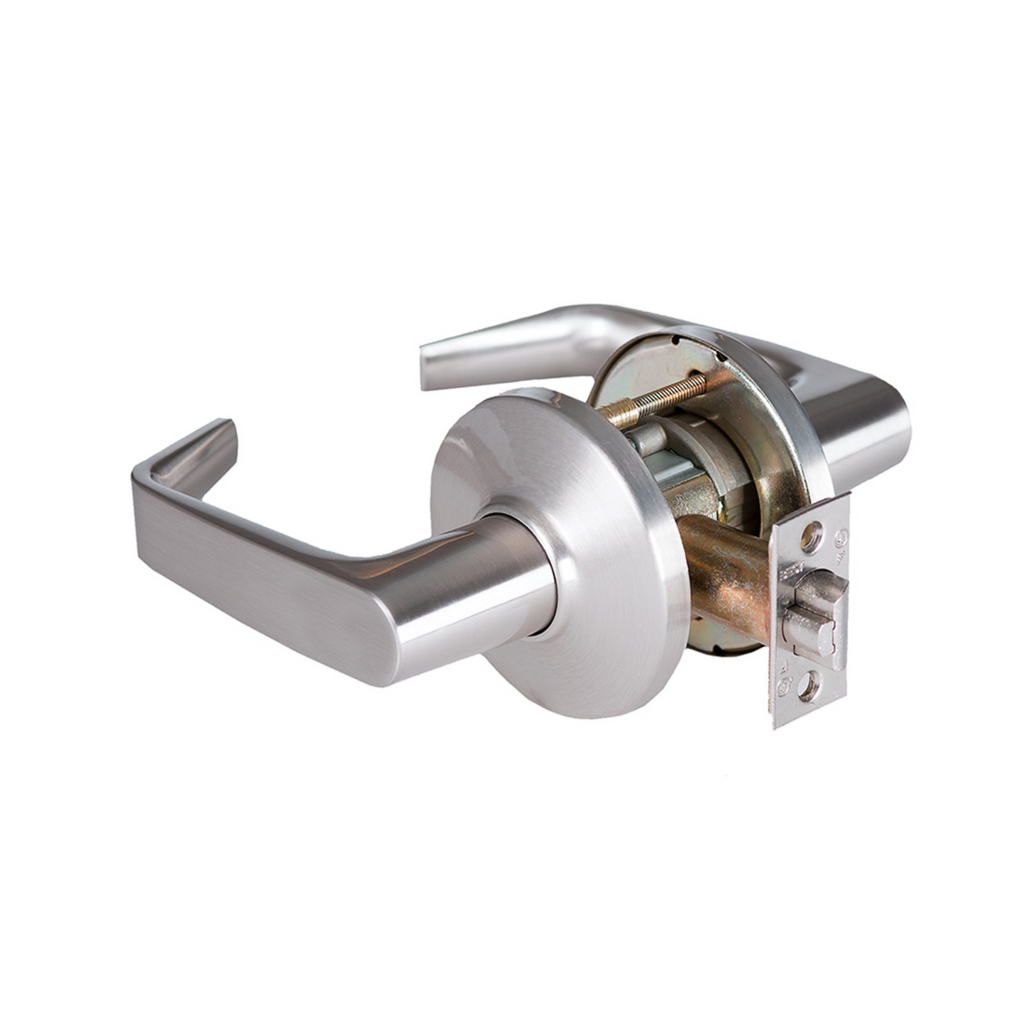 Grade 1 Passage Cylindrical Lock, 15 Lever, D Rose, Non-Keyed, Satin Chrome Finish, 4-7/8" ANSI Strike, Non-handed