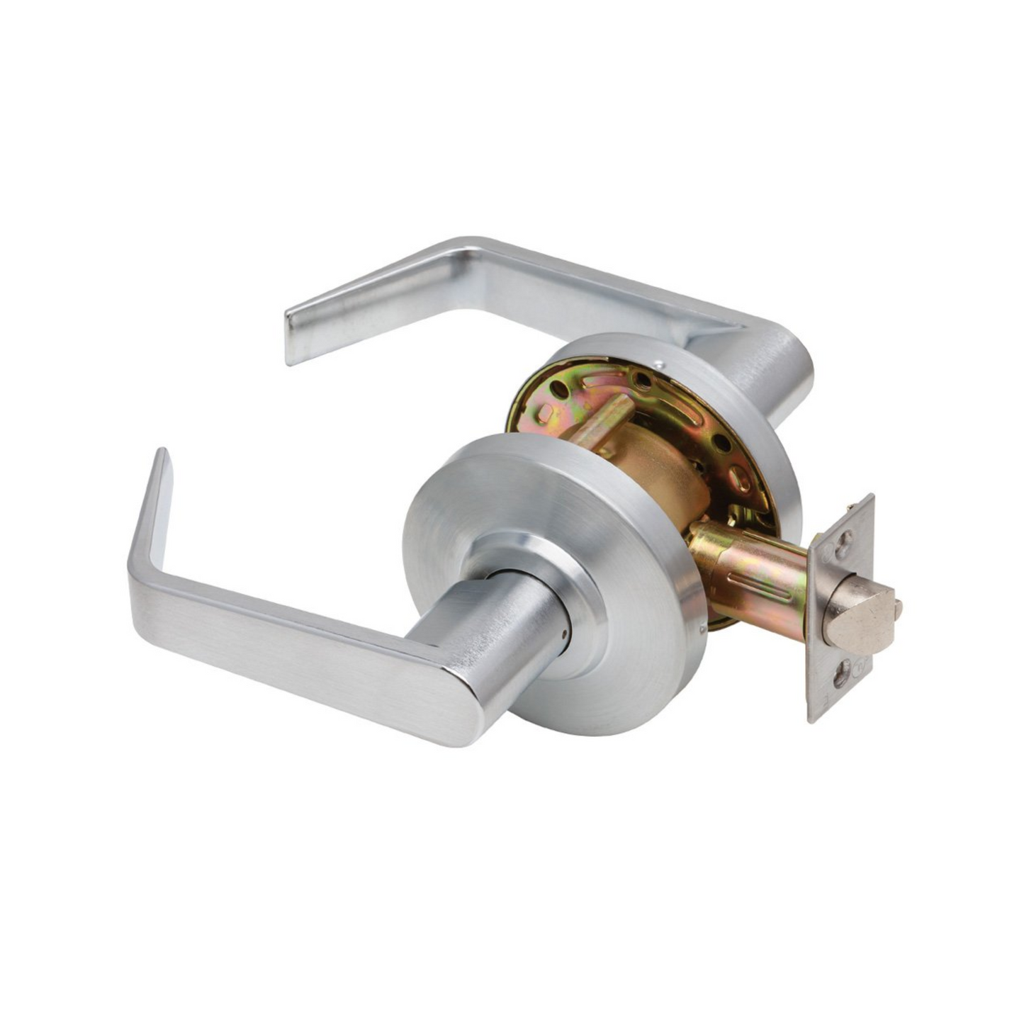 Grade 2 Passage Cylindrical Lock, Non-Clutching, Regular Lever, 3" Rose Diameter, Non-Keyed, Satin Chrome Finish, Non-Handed