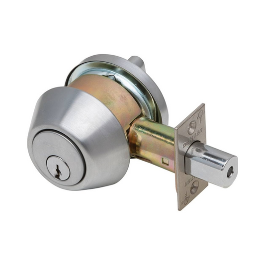 Grade 1 Double Cylinder Deadbolt, 2-3/8" or 2-3/4" Adjustable Backset, Conventional Cylinder, Satin Chrome Finish, Non-Handed