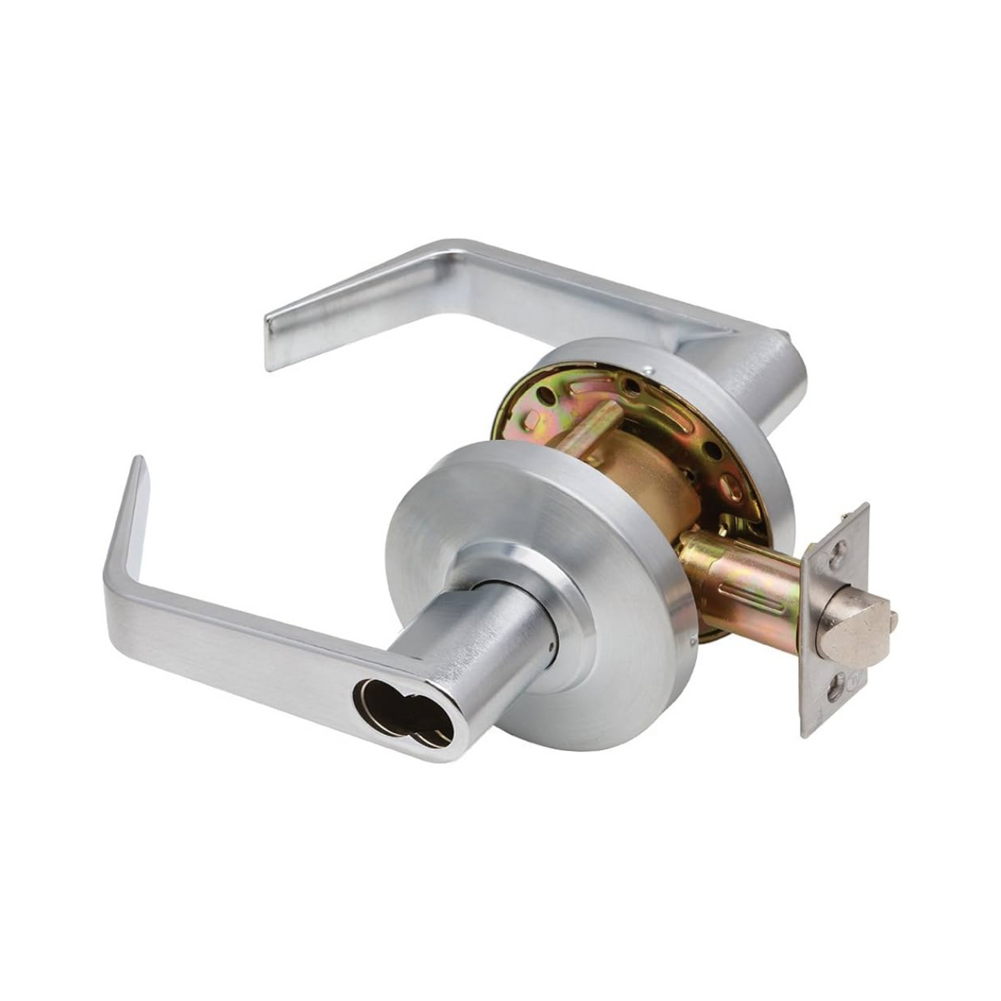 Grade 2 Storeroom Cylindrical Lock, Non-Clutching, Regular Lever, 3" Rose Diameter, SFIC Prep Less Core, Satin Chrome Finish, Non-Handed