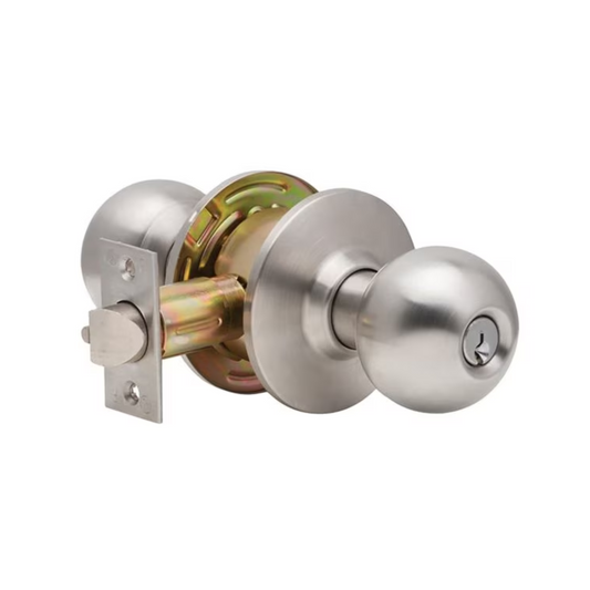 Grade 2 Classroom Cylindrical Lock, Non-Clutching, Ball Knob, 3" Rose Diameter, Conventional Cylinder, Satin Stainless Steel Finish, Non-Handed